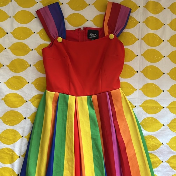 Unique Vintage XS Rainbow Sleeveless Dress💞 - Picture 7 of 11